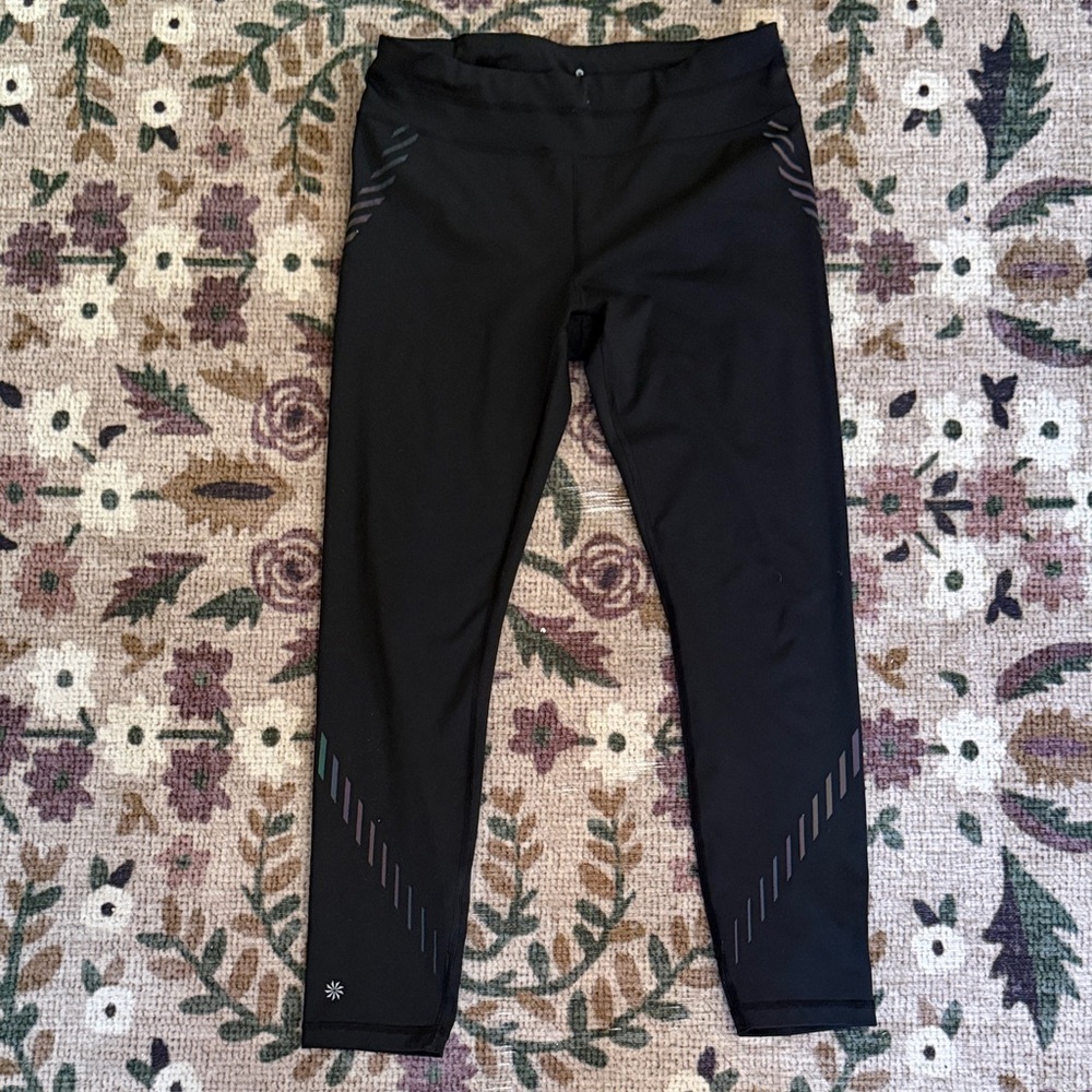 Athleta Black Activewear Top with White Logo